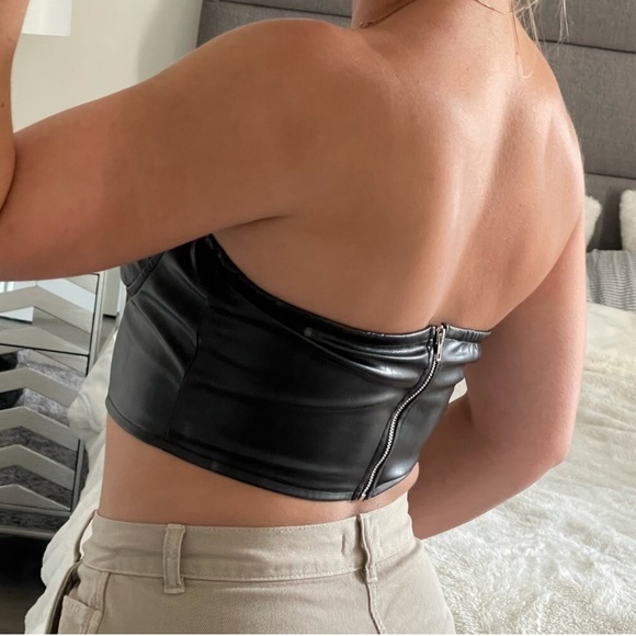 Pretty Little Thing Strapless Leather Bondage Top - Picture 2 of 8